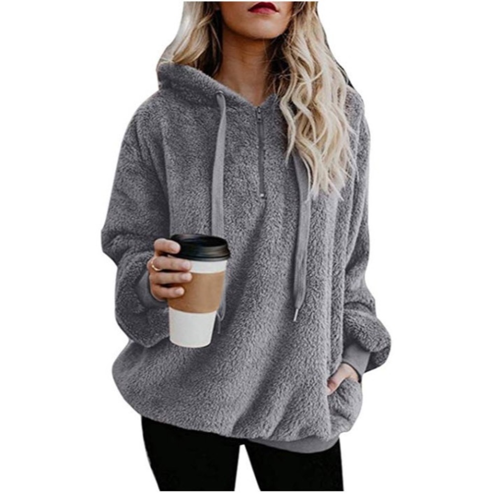 NWOT! Gray Sherpa Oversized Sweatshirt - Size Medium
